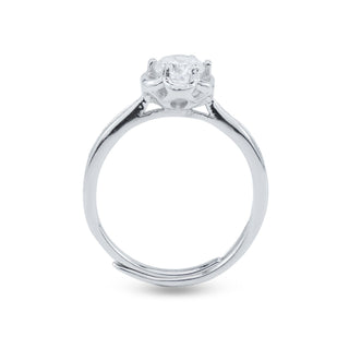 Nipura 925 Sterling Silver Minimalist Zircon Princess Ring - Adjustable