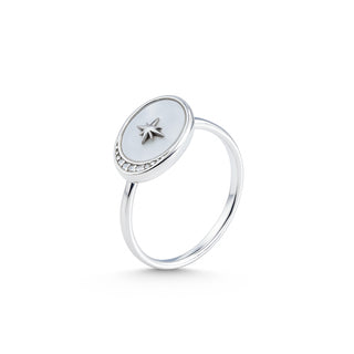 Nipura 925 Sterling Silver Minimalist Crescent Star Ring - Adjustable
