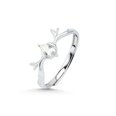 Antler Minimalist 925 Sterling Silver Adjustable Ring