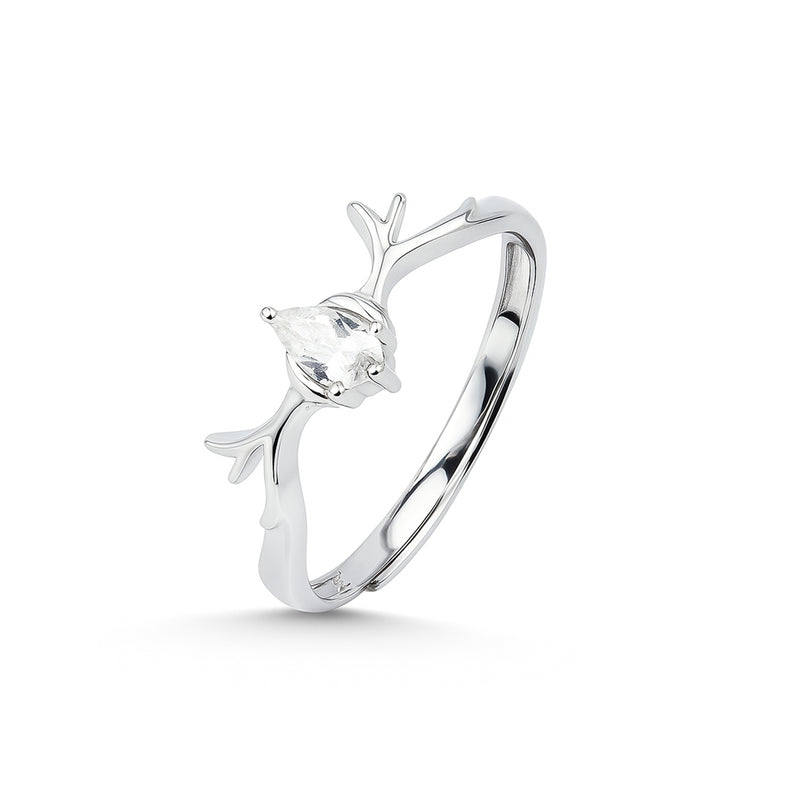 Nipura 925 Sterling Silver Minimalist Antler Ring - Adjustable