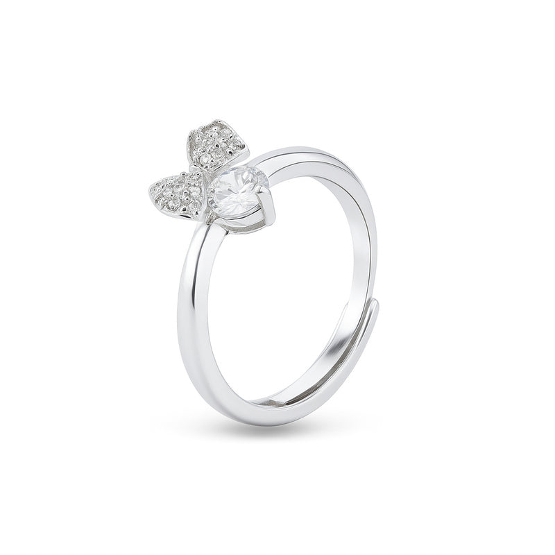 Nipura 925 Sterling Silver Minimalist Minnie Bow Ring - Adjustable