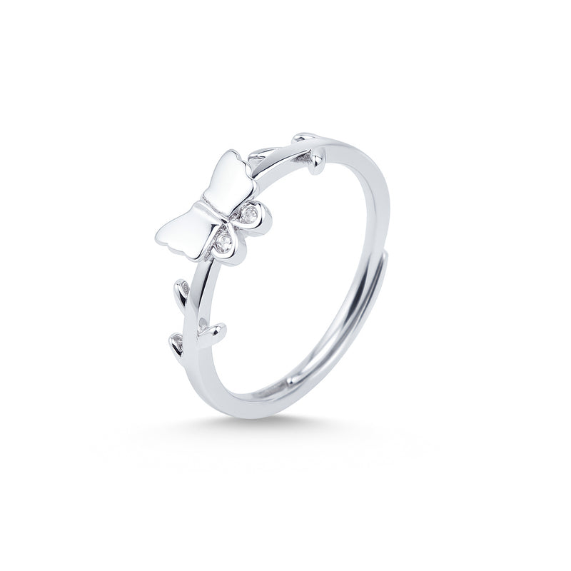Nipura 925 Sterling Silver Minimalist Butterfly Ring - Adjustable