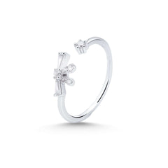 Minimalist Crystal Knot 925 Sterling Silver Adjustable Ring