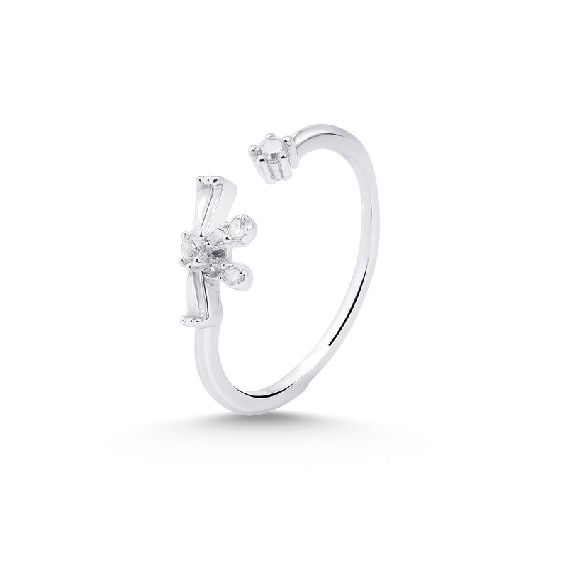 Nipura 925 Sterling Silver Minimalist Crystal Knot Ring - Adjustable
