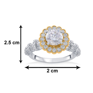 Nipura 925 Sterling Silver Floral Halo Solitaire Ring