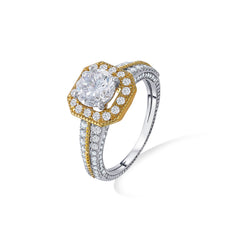 Golden Box Solitaire 925 Sterling Silver Ring