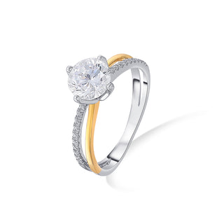 Nipura 925 Sterling Silver Dual Band Solitaire Ring