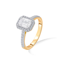 Classic Emerald Cut 925 Sterling Silver Halo Ring