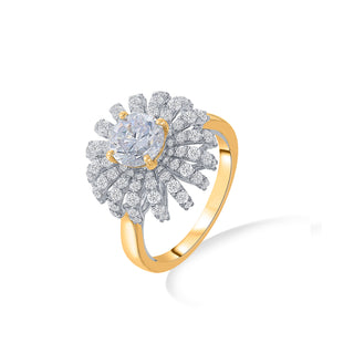 Nipura 925 Sterling Silver Floral Cocktail Solitaire Ring