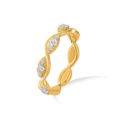 Golden Twisted Wave 925 Sterling Silver Ring