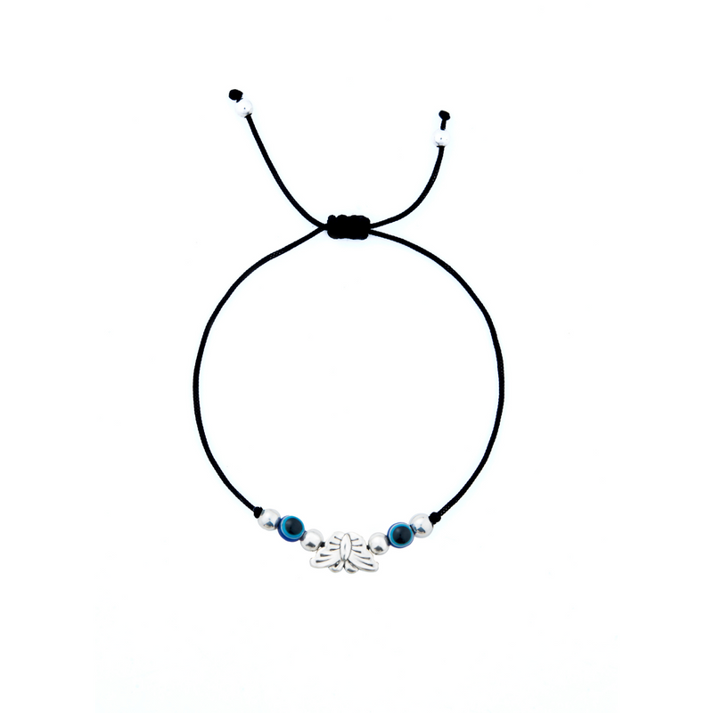 Nipura 925 Sterling Silver Butterfly Adjustable Anklets Pair