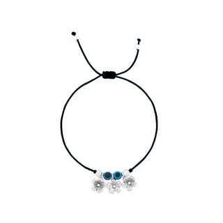 Nipura 925 Sterling Silver Floral Charm Adjustable Anklets Pair