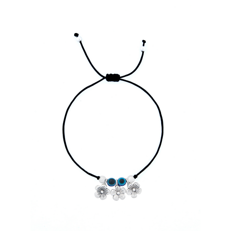 Nipura 925 Sterling Silver Floral Charm Adjustable Anklets Pair
