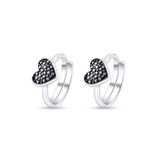 Nipura 925 Sterling Silver Black Heart Toe Rings | Adjustable & Skin-Friendly