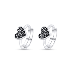 Black Heart 925 Sterling Silver Toe Rings | Adjustable & Skin-Friendly