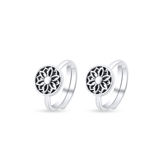Nipura 925 Sterling Silver Floral Mandala Toe Rings