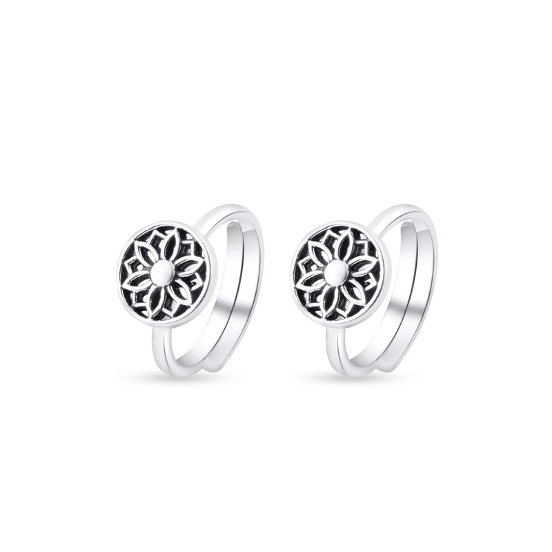 Nipura 925 Sterling Silver Floral Mandala Toe Rings