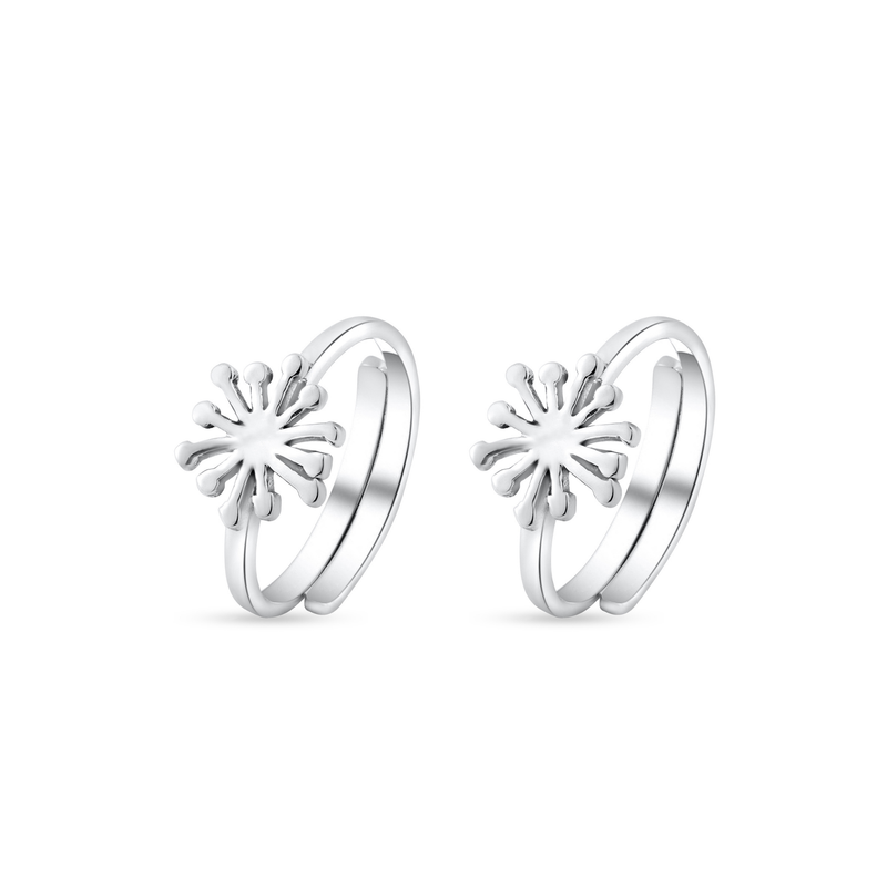 Nipura 925 Sterling Silver Flower Bloom Toe Rings