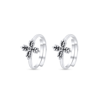 Nipura 925 Sterling Silver Floral Charm Toe Rings