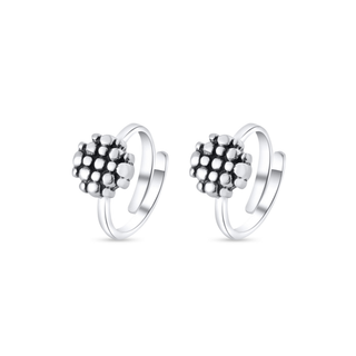 Nipura 925 Sterling Silver Dotted Charm Adjustable Toe Rings