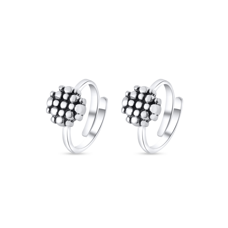 Nipura 925 Sterling Silver Dotted Charm Adjustable Toe Rings