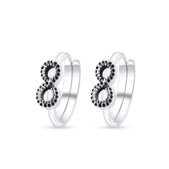 Black Beaded Infinity 925 Sterling Silver Toe Rings