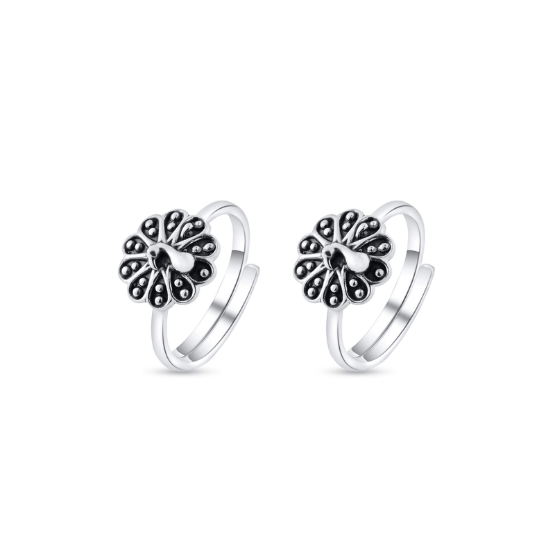 Nipura 925 Sterling Silver Dancing Peacock Toe Rings