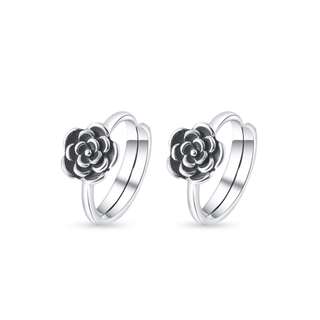 Nipura 925 Sterling Silver Rosette Charm Adjustable Toe Rings