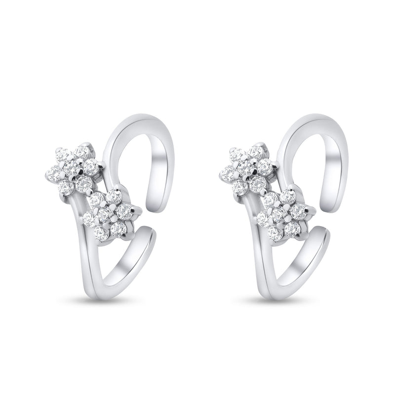Nipura 925 Sterling Silver Dazzling  Floral  Adjustable Toe Ring