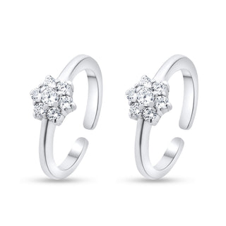 Nipura 925 Sterling Silver Peora Cubic Zirconia Studded Adjustable Toe Rings.