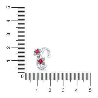 Nipura 925 Sterling Silver Blossom Red Flower Adjustable Toe Rings