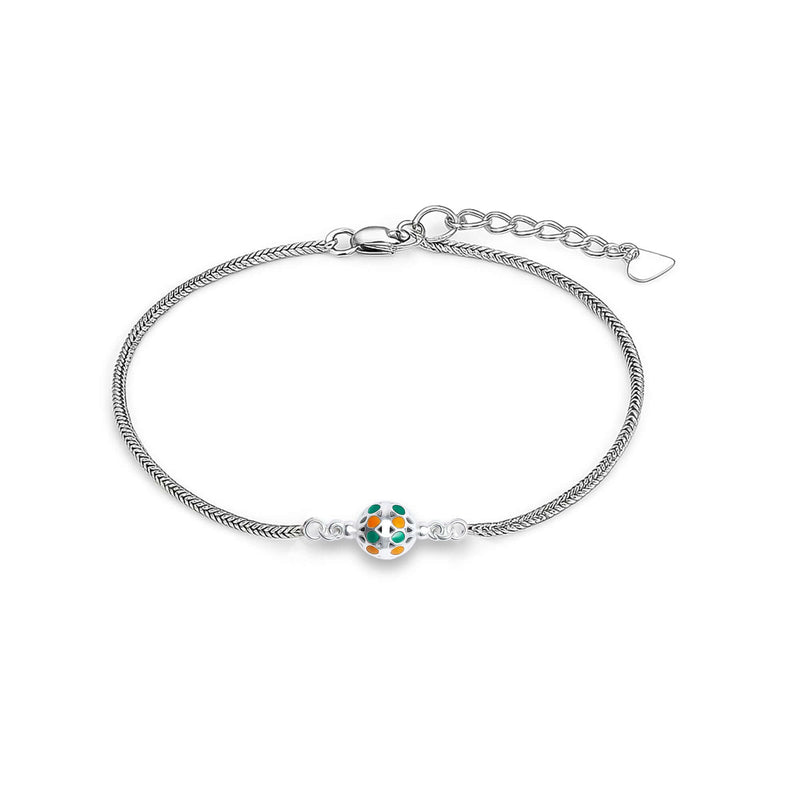 Nipura 925 Sterling Silver Ball-shaped multicolor Rakhi-cum-Bracelet
