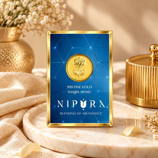 24KT 999 Pure Gold Gift Coin – Rose Design | 50mg | Nipura