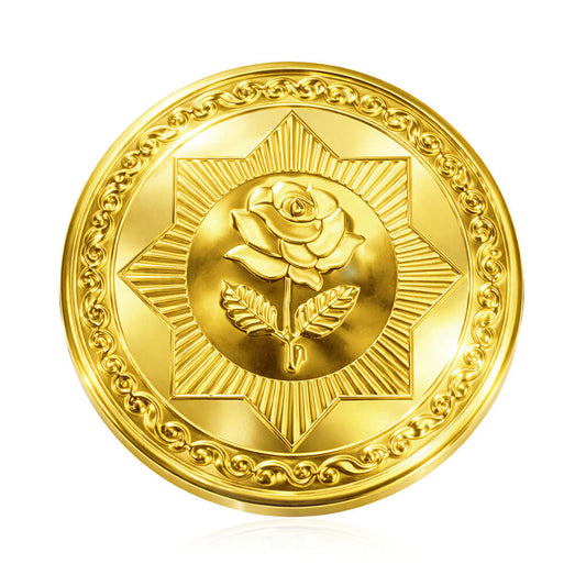 24KT – 999 Gold Gift Coin | Rose Design | Tamper-Proof Blister Pack