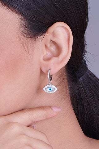 Nipura Sterling Silver Dainty Evil Eye Hoop Earrings