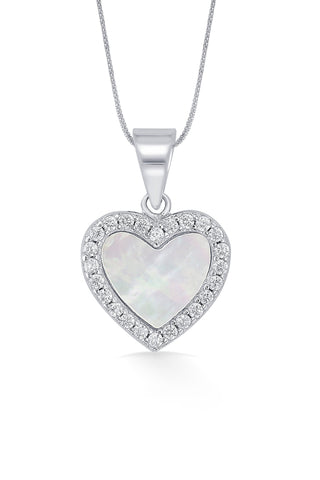 Nipura Sterling Silver Heart of Pearl Pendant-set