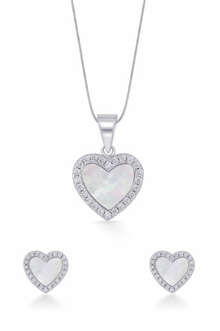 Nipura Sterling Silver Heart of Pearl Pendant-set