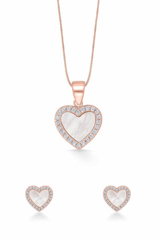 Nipura Rosegold Sterling Silver Heart of Pearl Pendant-set