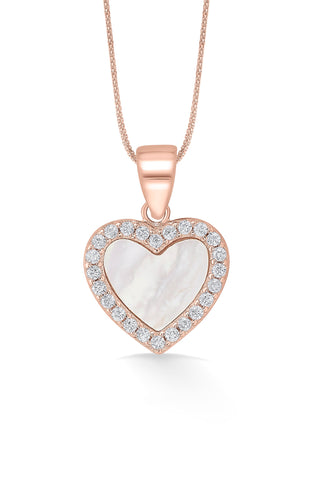 Nipura Rosegold Sterling Silver Heart of Pearl Pendant-set