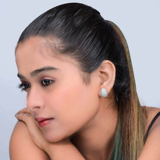 Brass Silver Glory Crystals Stud Earrings