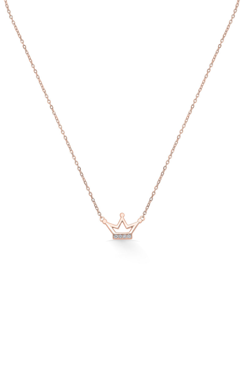 Nipura Rosegold Sterling Silver Crowned Princess Necklace
