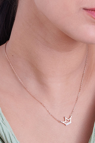 Nipura Rosegold Sterling Silver Crowned Princess Necklace