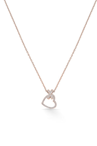 Nipura Rosegold Sterling Silver Cross My Heart Necklace