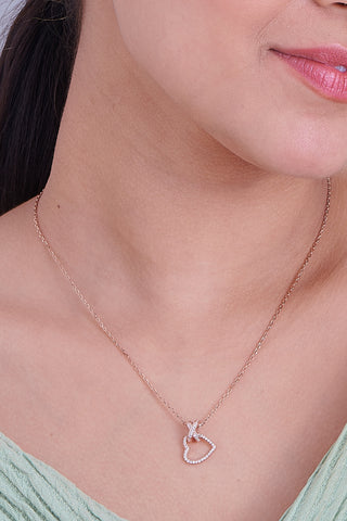 Nipura Rosegold Sterling Silver Cross My Heart Necklace