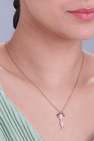 Nipura Rosegold Sterling Silver Love MaMa Necklace(with chain)