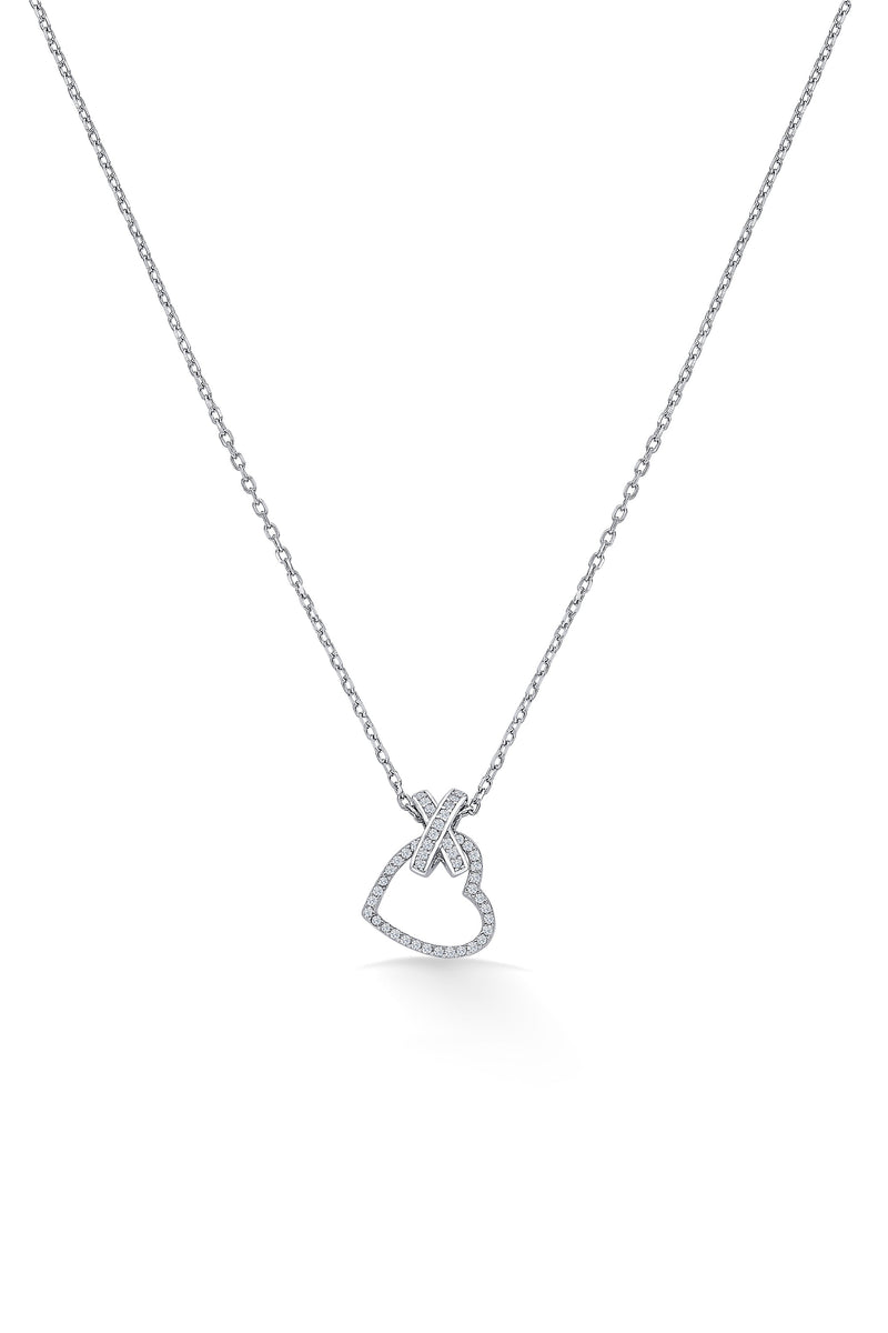 Nipura Sterling Silver Cross My Heart Necklace(with chain)