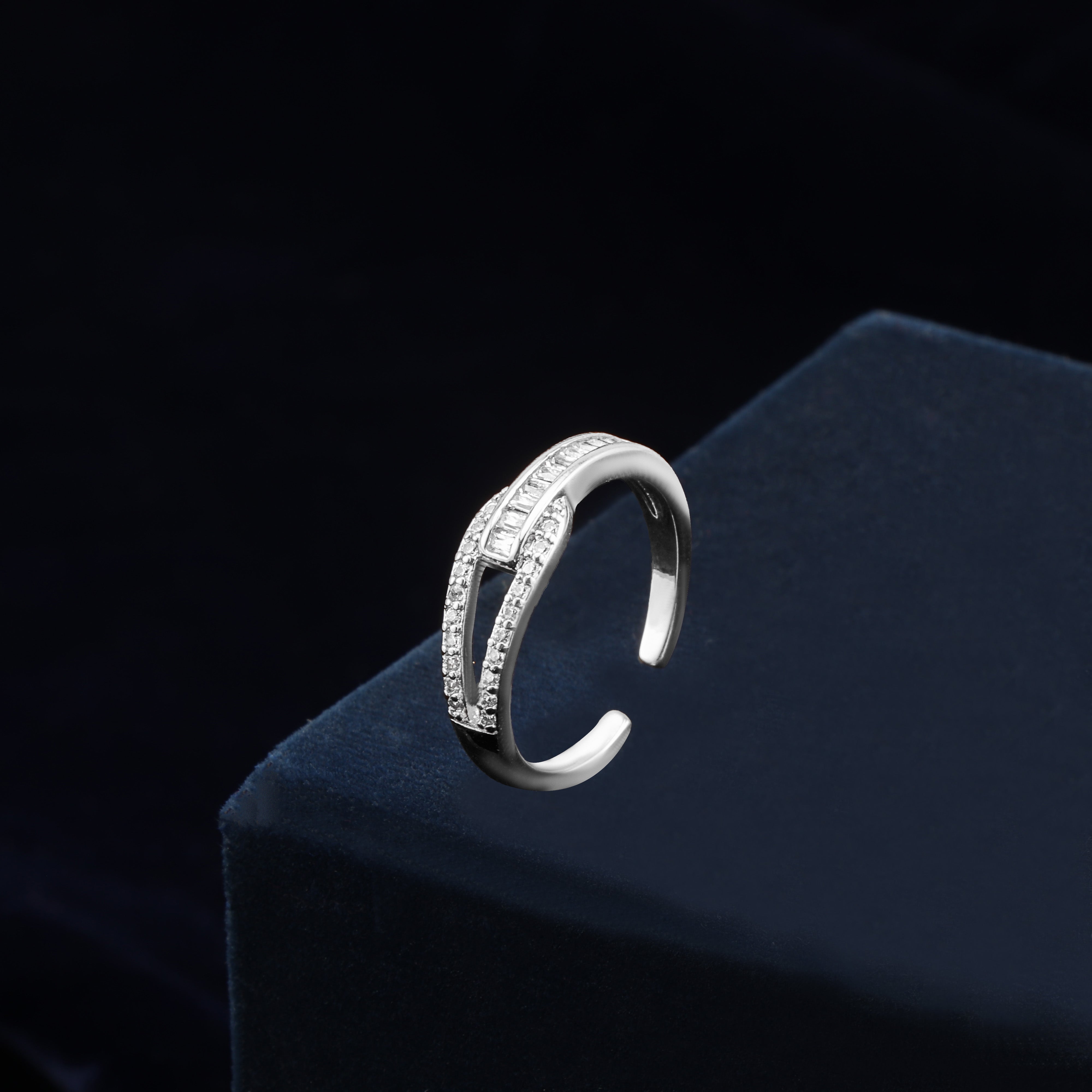 Zircon Baguette Interlocked Cuff-ring