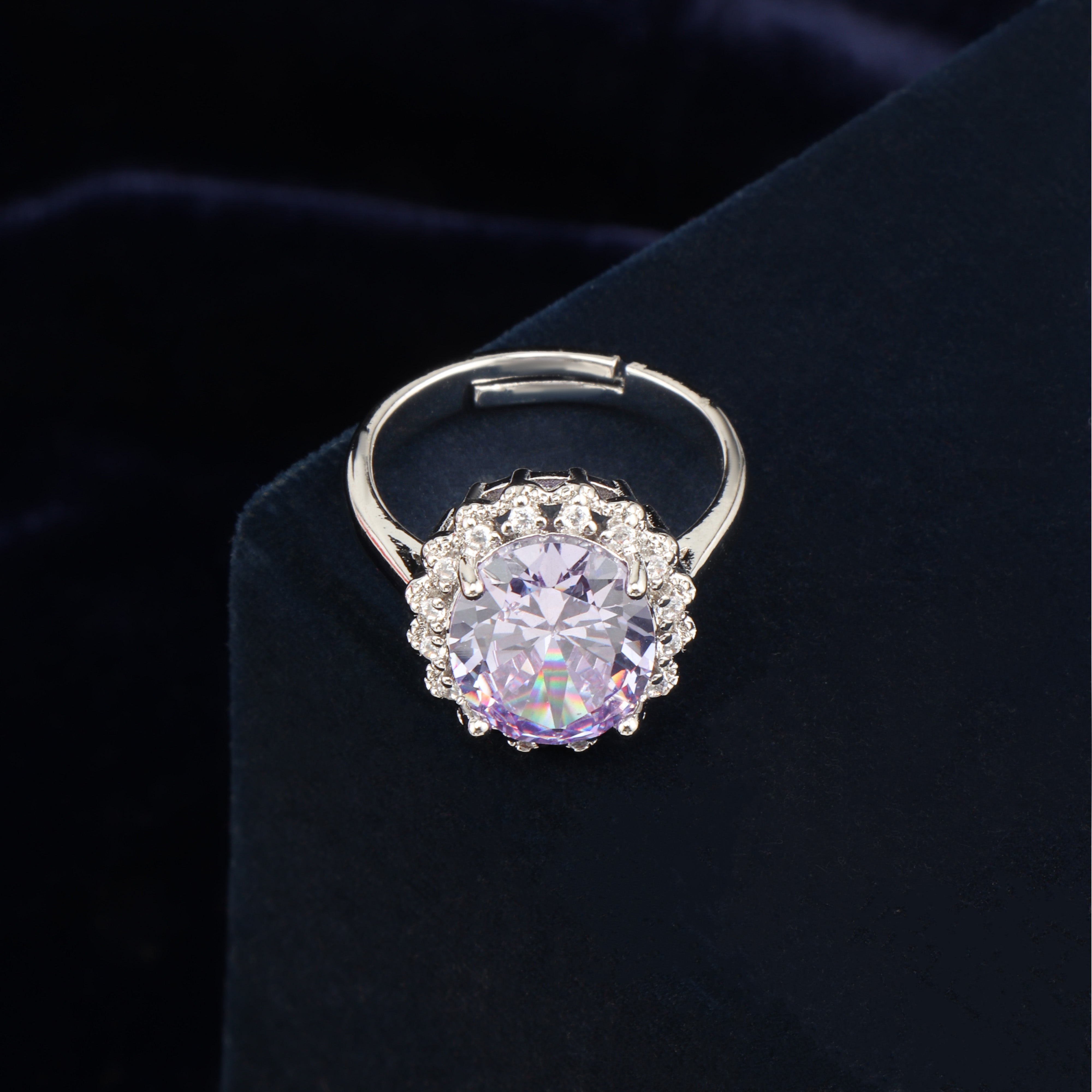 Lilac Floral Halo Ring