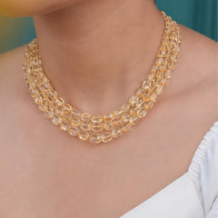 Natural Golden Citrine Oval Faceted Gemstone Beads necklace