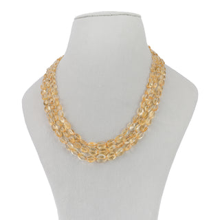 Natural Golden Citrine Oval Faceted Gemstone Beads necklace